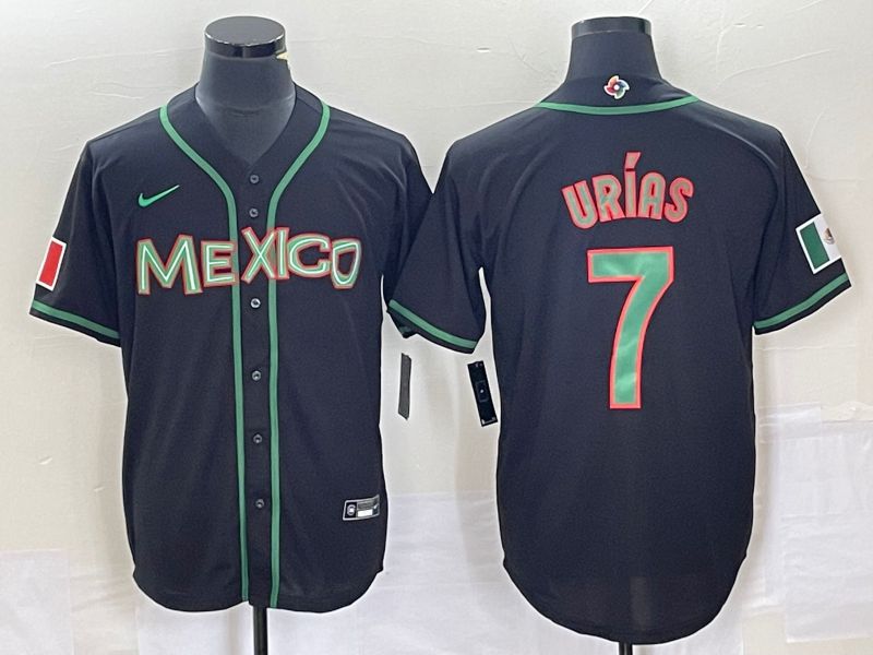 Men 2023 World Cub Mexico 7 Urias Black green Nike MLB Jersey12